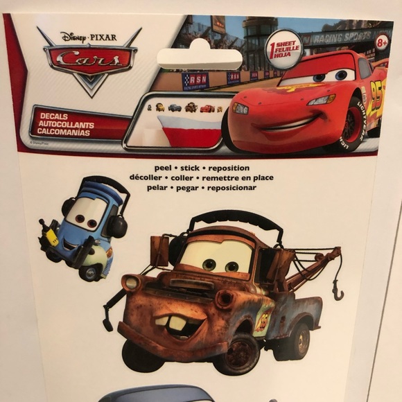 Disney Pixar Cars Peel & Stick Wall Art Stickers 24 Decals Lot 4 Sheets Vinyl - Picture 9 of 11
